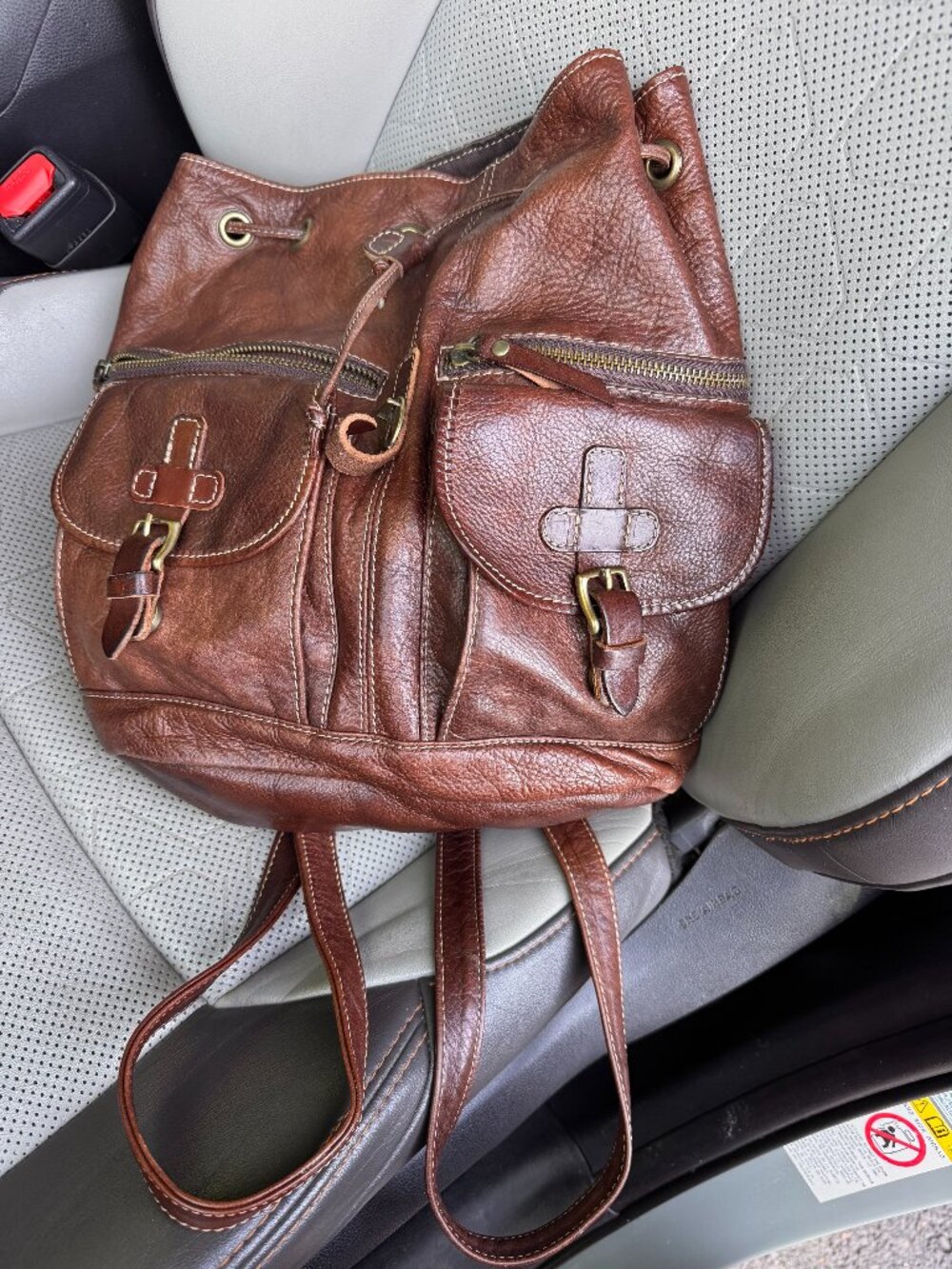 Sundance Made in Italy Brown Leather Backpack
